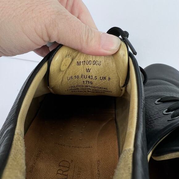 EUC Samuel Hubbard 'Free' Black Leather Shoe Oxford Lace-Up Plain Toe Vibram 10 - Picture 9 of 10